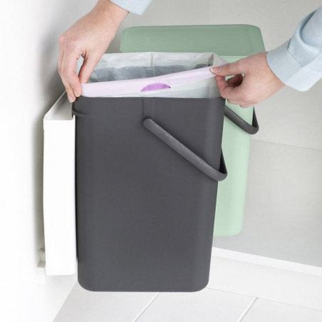 Brabantia Sort&Go coș separat 1005513, 2x12 l, montare pe ușa dulapului de bucătărie, gri/verde