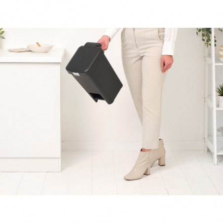 Coș cu pedală Brabantia StepUp 1008476, 10 L, Materiale ecologice, Deschidere mare, Gri închis
