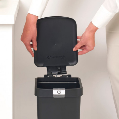 Coș cu pedală Brabantia StepUp 1008476, 10 L, Materiale ecologice, Deschidere mare, Gri închis