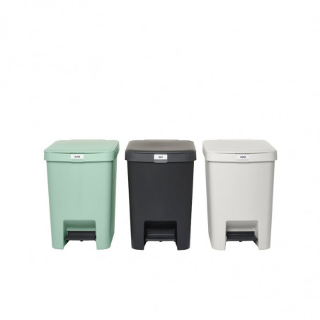 Coș cu pedală Brabantia StepUp 1008483, 25 L, Materiale ecologice, Deschidere mare, Gri deschis