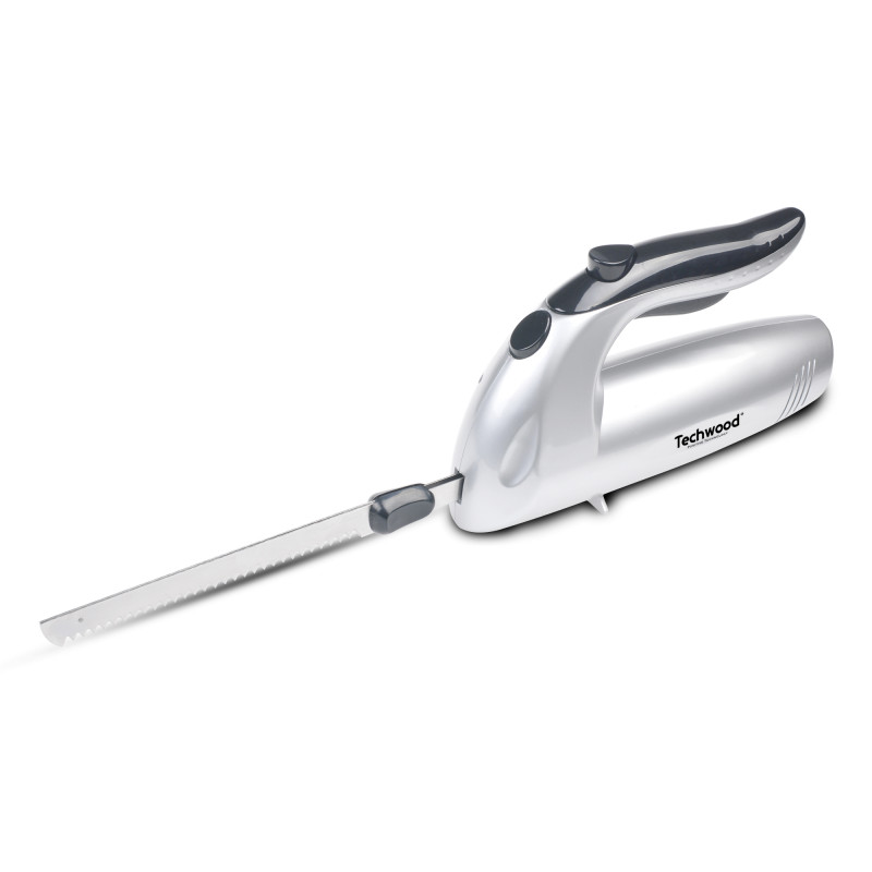 Cutit electric Techwood TCE-009, 24.5 cm, 150W, 2 lame din otel inoxidabil, Taiere alimente congelate, Inox
