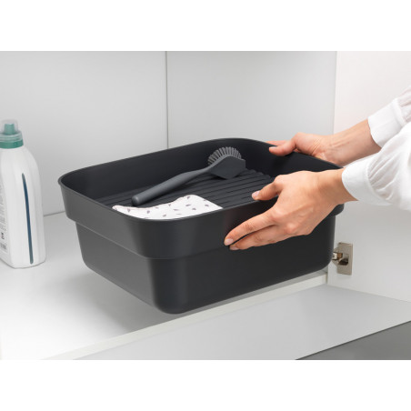 Vas de spălare și scurgere Brabantia 1003315, 16.1 x 37.4 x 34.4 cm, Sigur pentru vase cu strat antiaderent, Gri închis