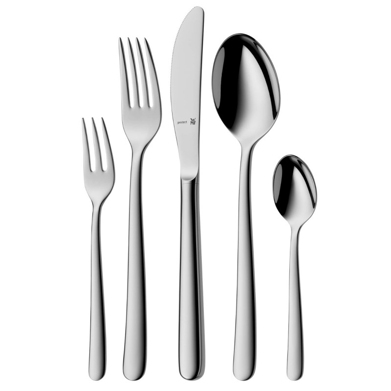 Set tacamuri WMF Kult, 30 piese, Cromargan protect, Lustruit manual, Otel inoxidabil 18/10, Argintiu