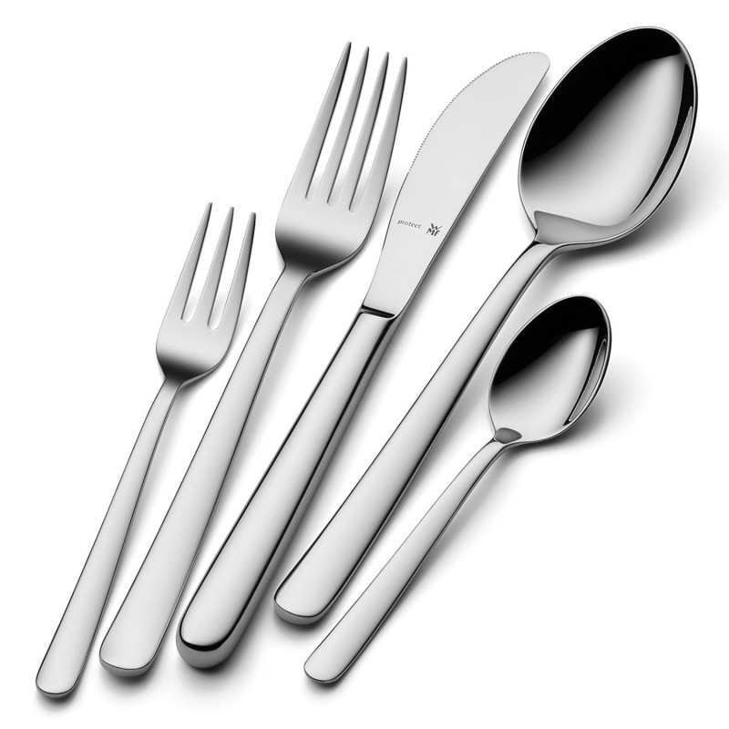 Set tacamuri WMF Kult, 30 piese, Cromargan protect, Lustruit manual, Otel inoxidabil 18/10, Argintiu
