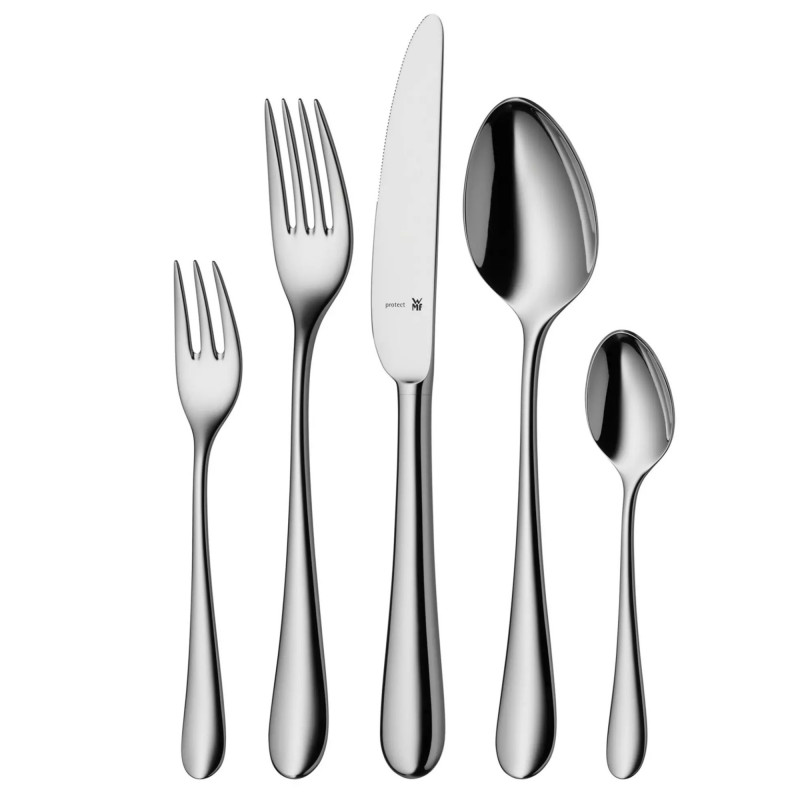 Set tacamuri WMF Florenz, 30 piese, Cromargan protect, Protectie impotriva zgarieturilor si uzurii, Otel inoxidabil 18/10, Argintiu