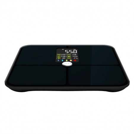 Cantar inteligent AENO ABS0002S, Pana la 180 kg, 11 profile, 16 indicatori, IMC, LED, Sticlă ITO, Negru
