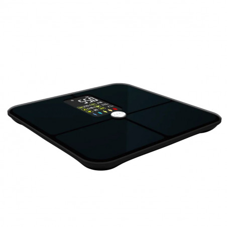 Cantar inteligent AENO ABS0002S, Pana la 180 kg, 11 profile, 16 indicatori, IMC, LED, Sticlă ITO, Negru