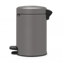 Cos de gunoi cu pedala Brabantia NewIcon 1001096, 3 L, Inchidere lina, Baza antiderapanta, Finisaj mineral, Gri