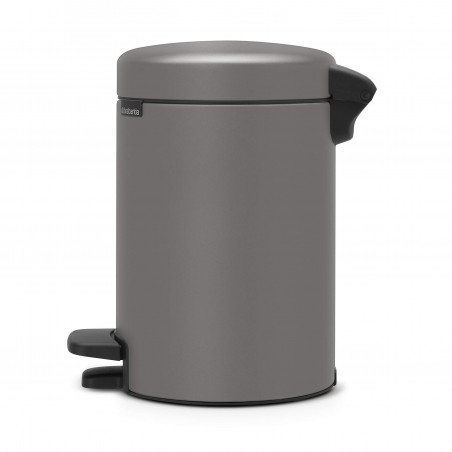 Cos de gunoi cu pedala Brabantia NewIcon 1001096, 3 L, Inchidere lina, Baza antiderapanta, Finisaj mineral, Gri