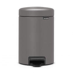 Cos de gunoi cu pedala Brabantia NewIcon 1001096, 3 L, Inchidere lina, Baza antiderapanta, Finisaj mineral, Gri
