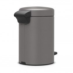 Cos de gunoi cu pedala Brabantia NewIcon 1001096, 3 L, Inchidere lina, Baza antiderapanta, Finisaj mineral, Gri