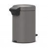 Cos de gunoi cu pedala Brabantia NewIcon 1001096, 3 L, Inchidere lina, Baza antiderapanta, Finisaj mineral, Gri