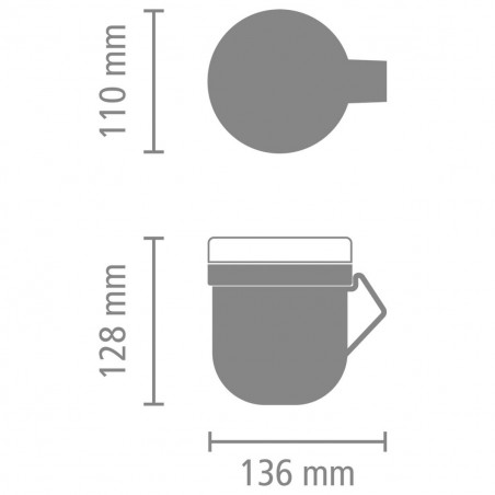 Cana pentru supa cu capac Brabantia Make&Take 1006293, 600+180 ml, Capac cu infiletare, Fara BPA, Gri