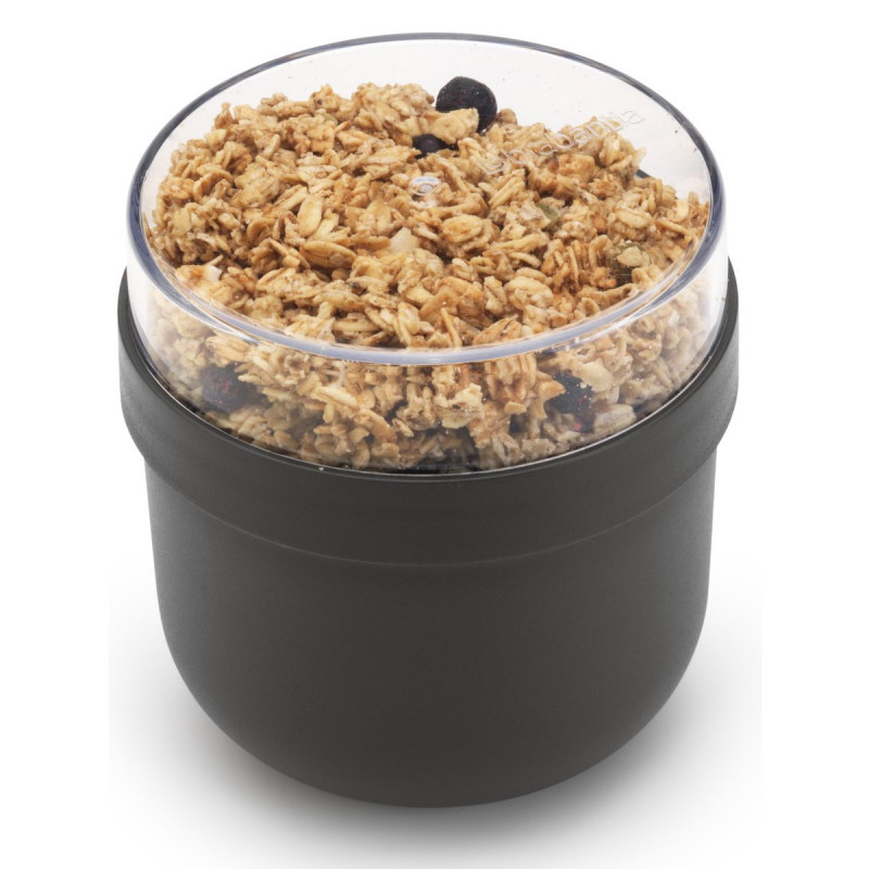 Cupa alimentara Brabantia Make&Take 1006296, 500+180 ml, Inchidere cu filet, fFara BPA, Gri închis