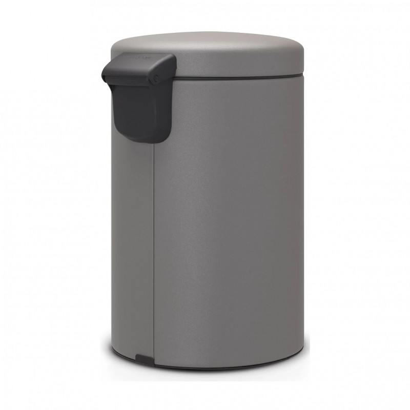 Cos de gunoi cu pedala Brabantia NewIcon 1001090, 12 L, Inchidere lina, Baza antiderapanta, Finisaj mineral, Gri
