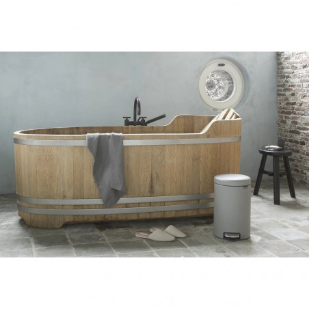 Cos de gunoi cu pedala Brabantia NewIcon 1001090, 12 L, Inchidere lina, Baza antiderapanta, Finisaj mineral, Gri