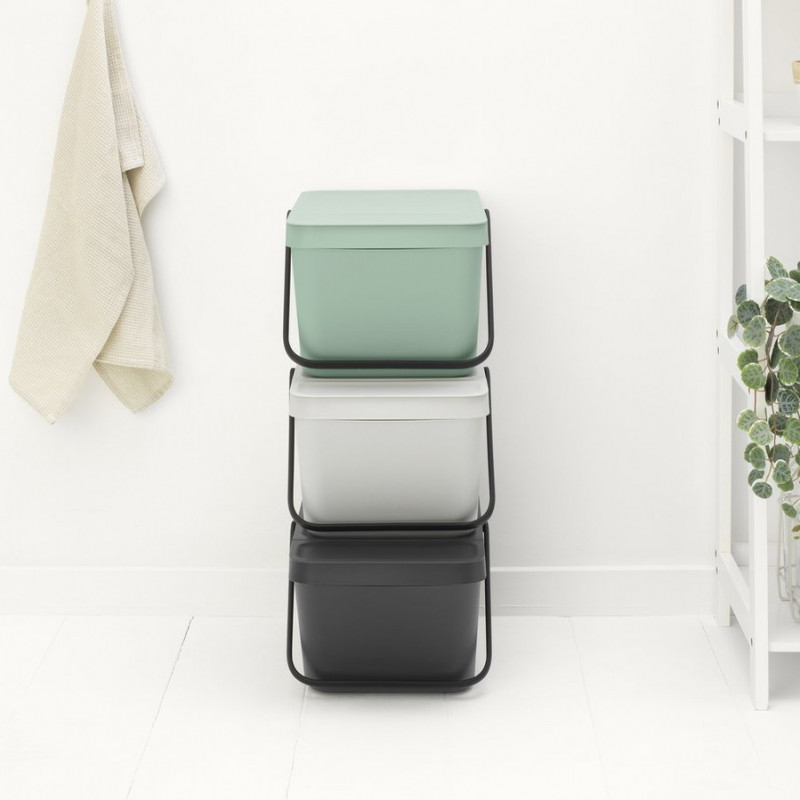 Cos depozitare sau reciclare Brabantia Sort&Go 1006310, 20 L, 22,5x45x28 cm, Stivuibil, Plastic, Gri închis