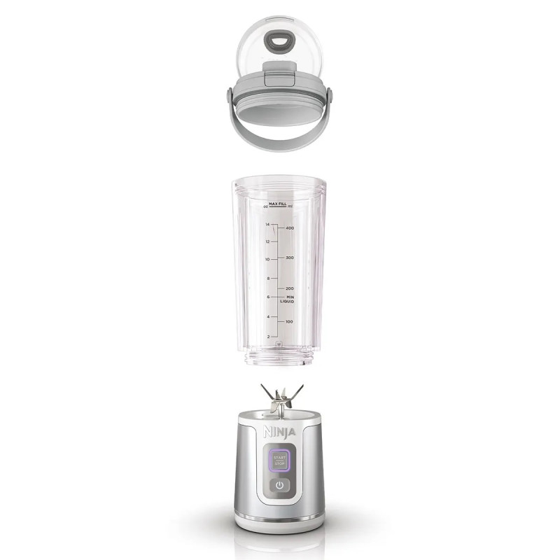 Blender portabil Ninja BC151EUW, 530 ml, 6 lame otel, Zdrobire gheata, Pana la 10 cicluri, Fara BPA, USB-C, Alb