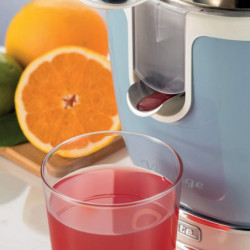 Presa electrica pentru citrice Ariete VINTAGE JUICER 0413/05, 85W, Corp metalic, Functionare silentioasa, 2 atasamente, Albastru
