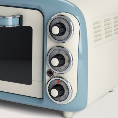 Cuptor electric Ariete VINTAGE 0979/05, 1380 W, 18 L, 3 moduri, Pana la 230C, Geam termopan dublu, Timer 60 min, Alb/Albastru