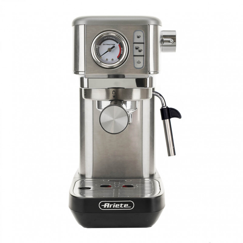 Espressor manual Ariete ESPRESSO METAL SLIM 1381/10, 1300W, 15 bar, 1.1 L, Manometru, Cafea macinata si doze ESE,  Inox