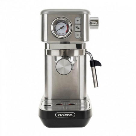 Espressor manual Ariete ESPRESSO METAL SLIM 1381/10, 1300W, 15 bar, 1.1 L, Manometru, Cafea macinata si doze ESE,  Inox