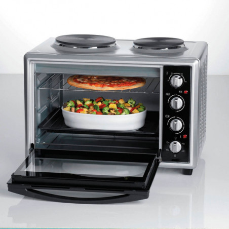 Cuptor electric cu 2 plite Ariete Bon Cuisine 995, 1500W, 40 L, Timer, 4 trepte de coacere, Inox