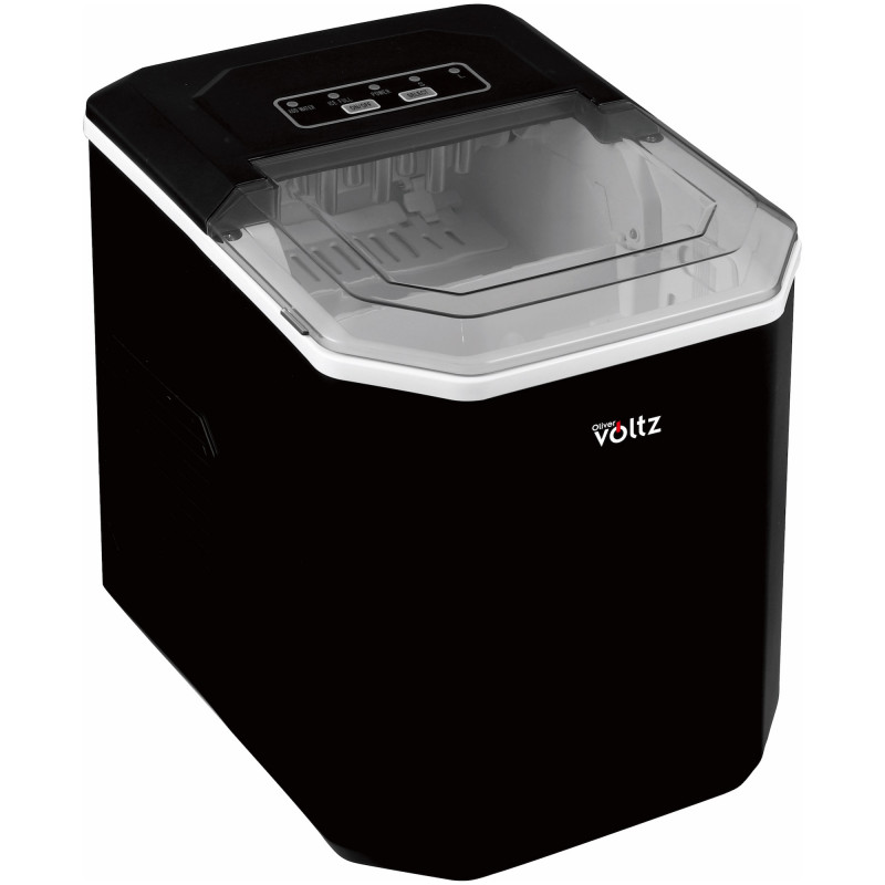 Aparat cuburi de gheata Oliver Voltz OV51447B, 120W, 12 kg/24 h, 1.3 L, 9 cuburi/cicluri, Indicator de gheata si apa, Negru