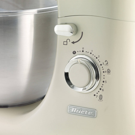 Mixer planetar Ariete VINTAGE 1588/04, 2400W, 5.5 L, 7 viteze, Pulse, Design retro, Picioare antiderapante, Alb/Verde