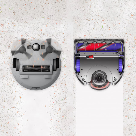 Aspirator robot Aspirator Dyson 360, 65 AW, 22000 Pa, 110000 rpm, 4 moduri, Navigare vizuală 360°, Hyperdymium, Profil redus, Albastru/Nickel