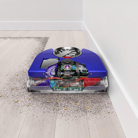 Aspirator robot Aspirator Dyson 360, 65 AW, 22000 Pa, 110000 rpm, 4 moduri, Navigare vizuală 360°, Hyperdymium, Profil redus, Albastru/Nickel