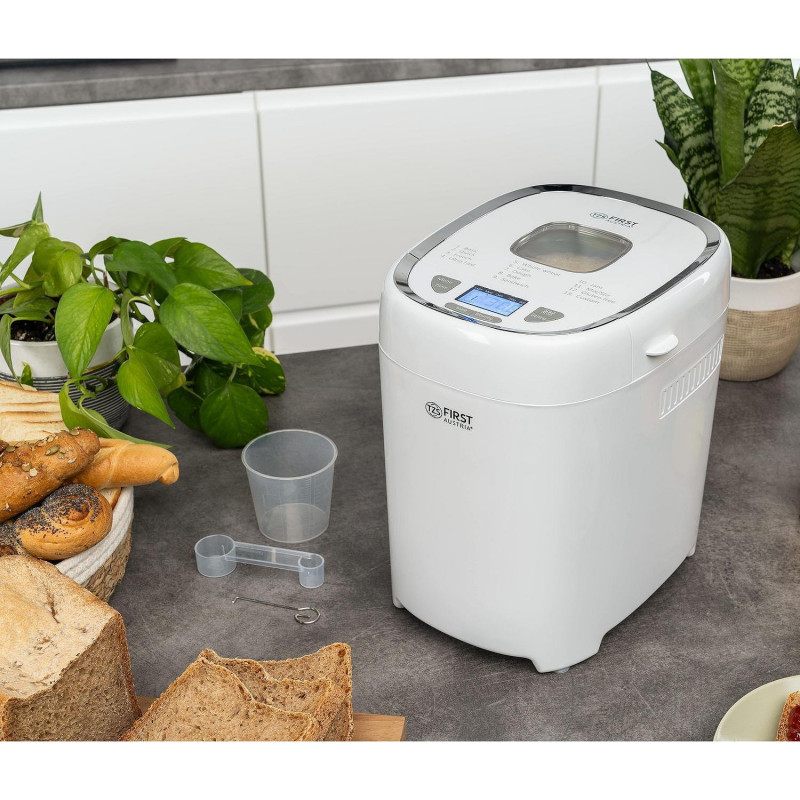 Masina de paine First Austria FA-5150-3, 550W, 13 programe, 2 dimensiuni, 3 trepte de coacere, Alb