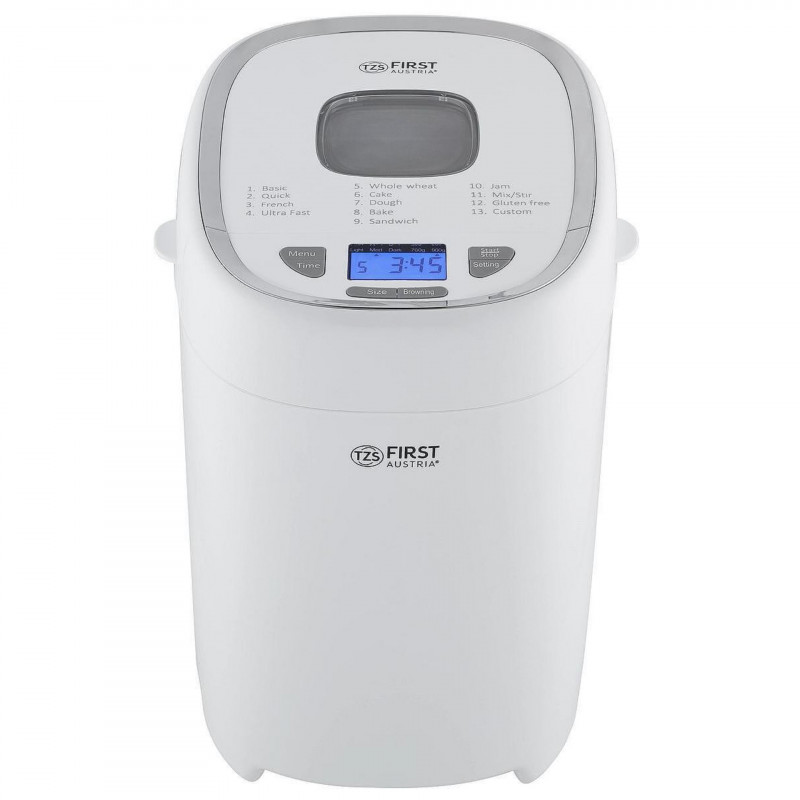 Masina de paine First Austria FA-5150-3, 550W, 13 programe, 2 dimensiuni, 3 trepte de coacere, Alb