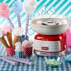 Aparat preparare vata de zahar Ariete COTTON CANDY PARTY TIME 2973/00, 450W, Distribuitor integrat, Rosu