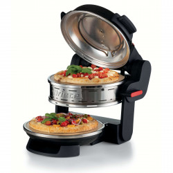 Cuptor dublu pentru pizza Ariete PIZZERIA 0927/01, 2300W, 32 cm, 2 termostate pana la 400°C, 5 trepte, 2 placi de piatra, Acoperire neaderenta, Negru