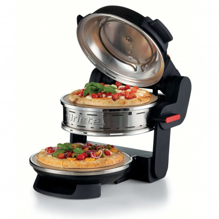 Cuptor dublu pentru pizza Ariete PIZZERIA 0927/01, 2300W, 32 cm, 2 termostate pana la 400°C, 5 trepte, 2 placi de piatra, Acoperire neaderenta, Negru