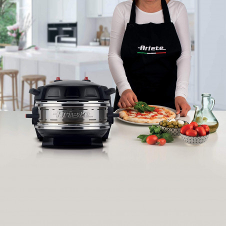Cuptor dublu pentru pizza Ariete PIZZERIA 0927/01, 2300W, 32 cm, 2 termostate pana la 400°C, 5 trepte, 2 placi de piatra, Acoperire neaderenta, Negru
