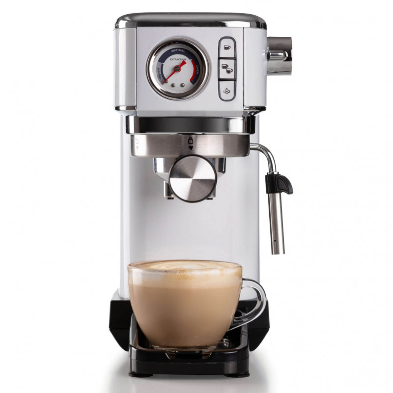 Espressor manual Ariete ESPRESSO SLIM MODERNA 1381/14, 1300W, 15 bar, 1.1 L, Cafea macinata si doze ESE, Alb