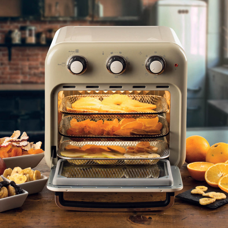 Friteuza cuptor cu aer cald Ariete VINTAGE 4632/03, 1400W, 16 L, Pana la 230°C, Timer, Cos rotativ, Alb/Bej