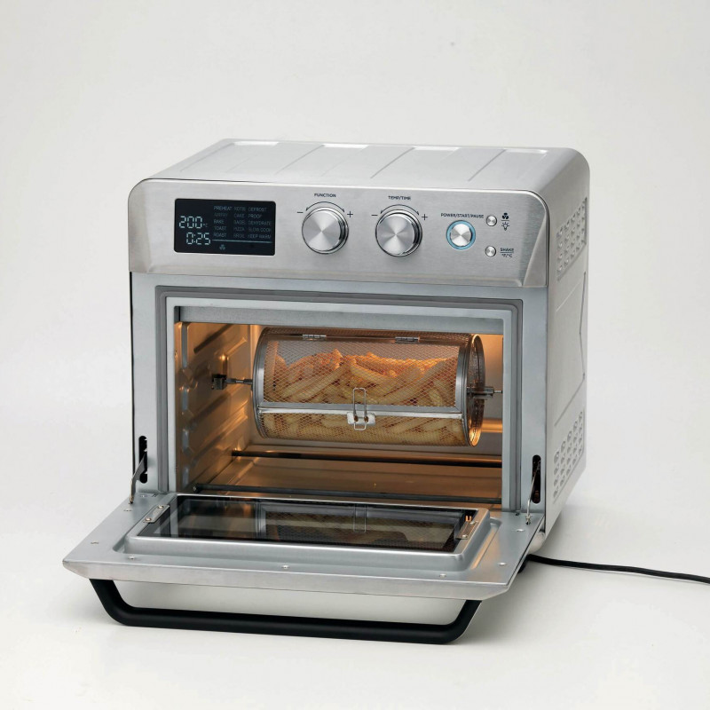 Friteuza cuptor cu aer cald Ariete 4629/11, 1700W, 25 L, 15 programe, Pana la 230°C, Afisaj digital, Cos rotativ, Inox