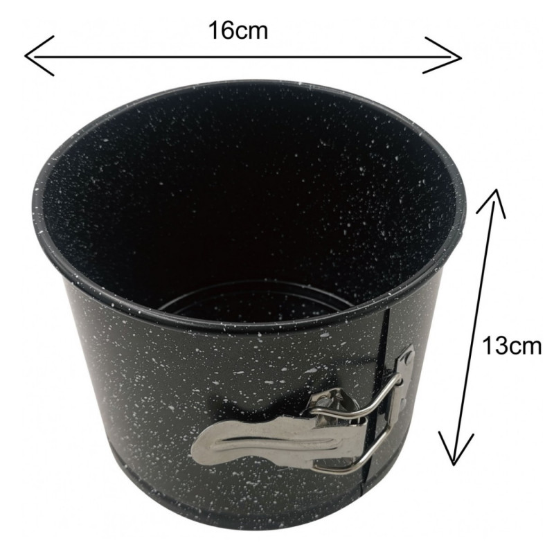 Forma de tort cu fund detasabil Kinghoff KH 1790, 16x13cm, Finisaj marmura, Otel carbon, Negru