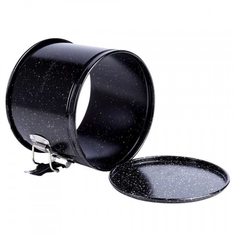 Forma de tort cu fund detasabil Kinghoff KH 1790, 16x13cm, Finisaj marmura, Otel carbon, Negru