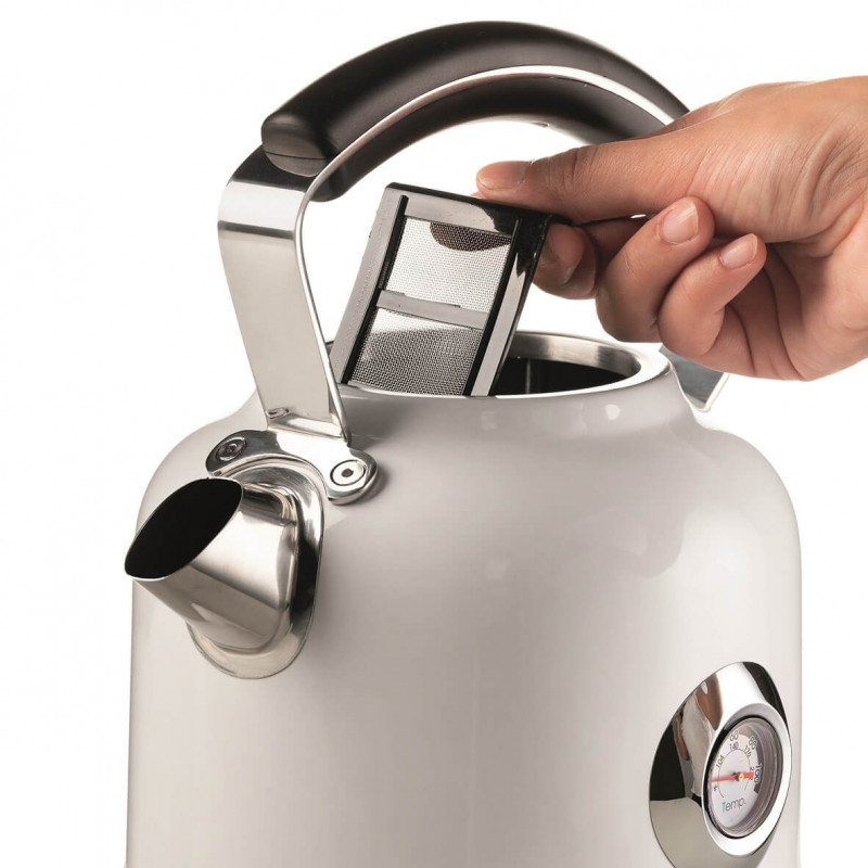 Cana electrica Ariete MODERNA 2854/01, 2000W, 1.7 L, Termometru, 360° rotativa, Filtru detasabil, Alb