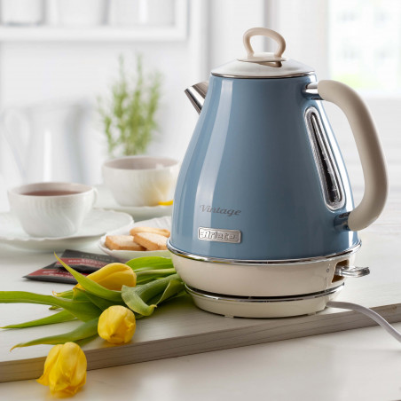 Fierbător electric VINTAGE 2869/05, 2000W, 1.7 l, Filtru detașabil, Fereastră de apă, 360C bază fără fir, Albastru