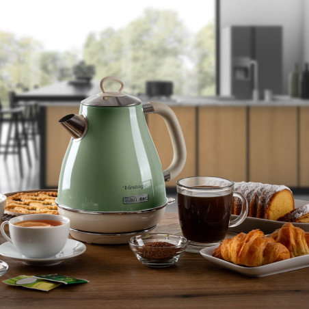 Fierbător electric VINTAGE 2869/04, 2000W, 1,7 l, Filtru detașabil, Fereastră de apă, 360C bază fără fir, Verde