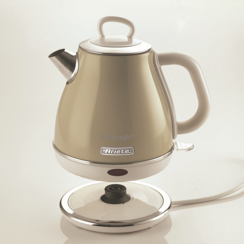 Cana electrica Ariete VINTAGE 2868/03, 1630W, 1 L, Corp metalic, Fierbere rapida, Baza fara fir, Bej