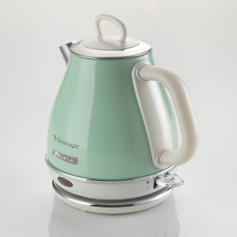 Cana electrica Ariete VINTAGE 2868/04, 1630W, 1 L, Corp metalic, Fierbere rapida, Baza fara fir, Verde