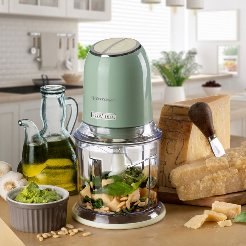 Tocator alimente Ariete VINTAGE 0438/04, 400W, 600 ml, 2 viteze, Otel inoxidabil, Pahar gradat, Verde
