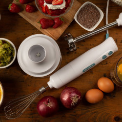Set mixer, blender, tocator 3 în 1 Ariete BREAKFAST 0601/11, 700W, 500 ml, 2 viteze, Functie anti-stropire, Alb