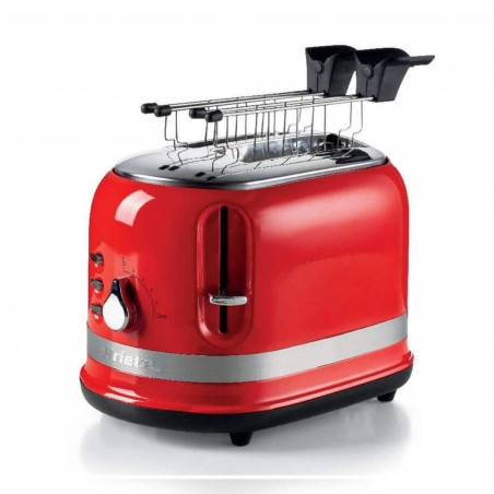 Prajitor de paine Ariete MODERNA 0149/00, 815W, 2 felii, 3 functii, 6 trepte, Tava firimituri detasabila, Rosu